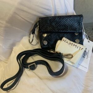 RARE Hammitt VIP Mini NWT in French Navy Snake Crossbody/FannyPack/Key Ring
